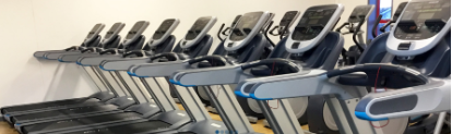 Row of running machines